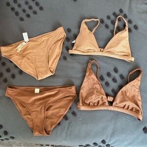 Aerie Tan Ribbed Bikini Bundle- NWOT